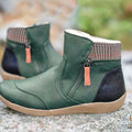 Women's Side-Zip Colorblock Faux Leather Ankle Boots - Green