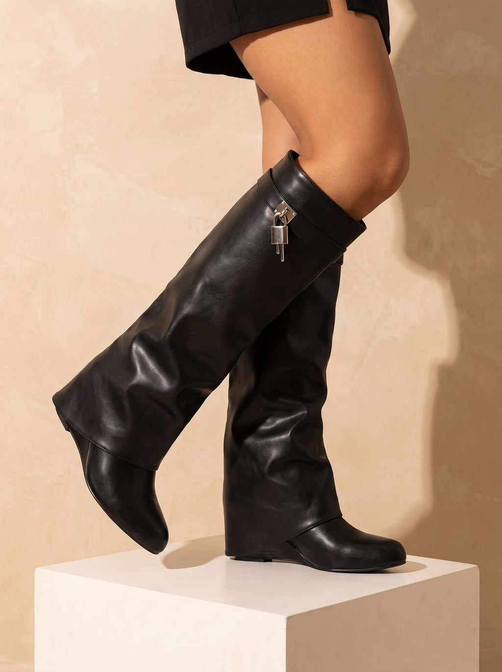 Women's Sleek Faux Leather Knee High Boots