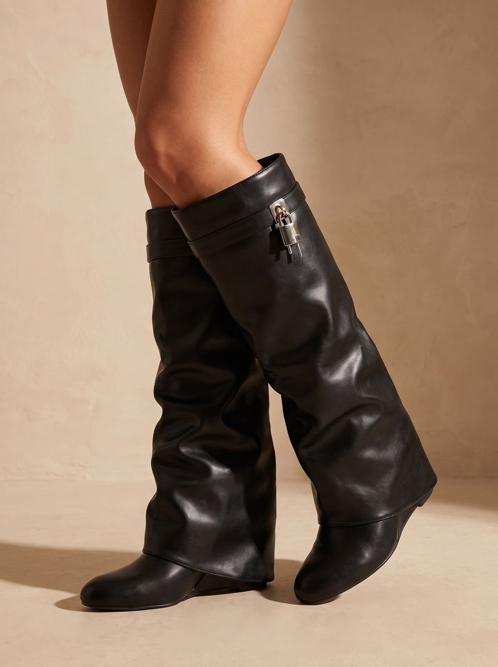 Women's Sleek Faux Leather Knee High Boots