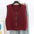 Women's Sleeveless Button-Front Knit Sweater Vest - Burgundy