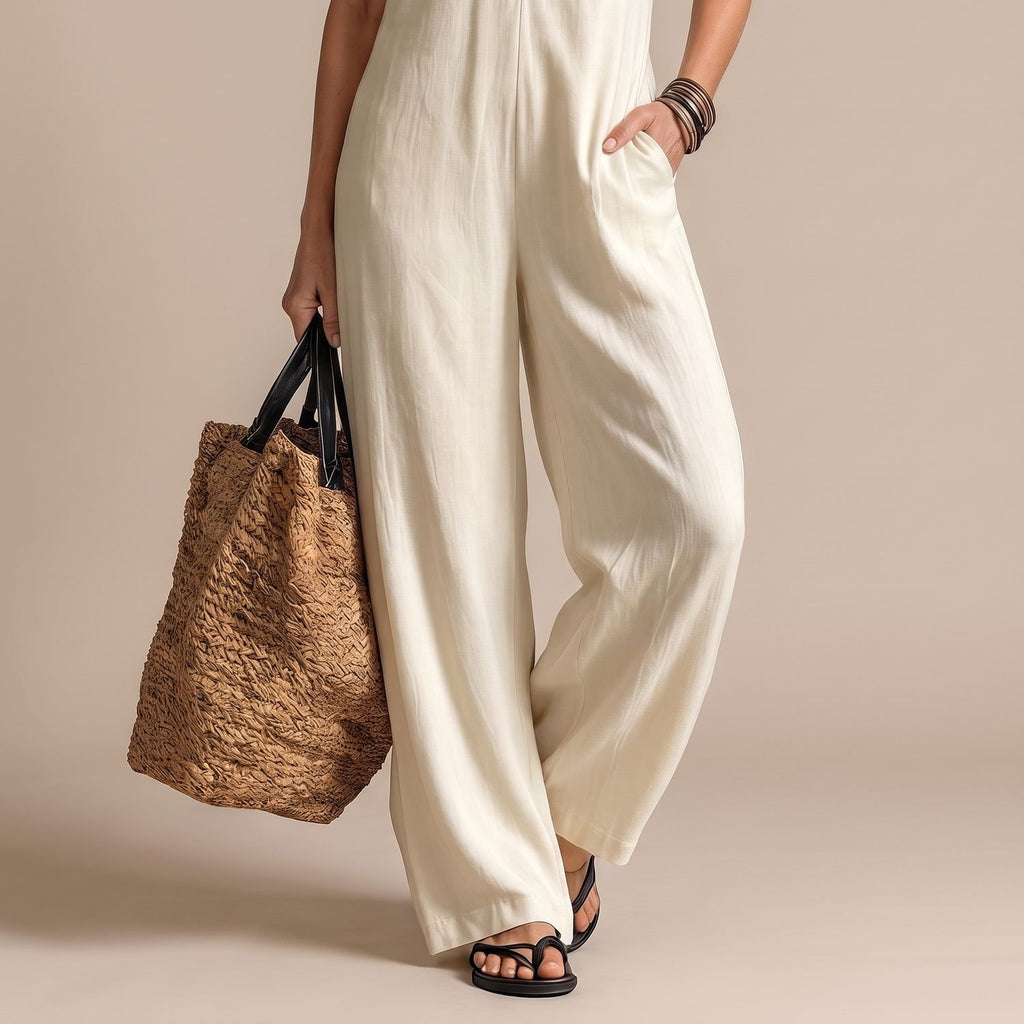 Women's Sleeveless Embroidered Wide-Leg Jumpsuit