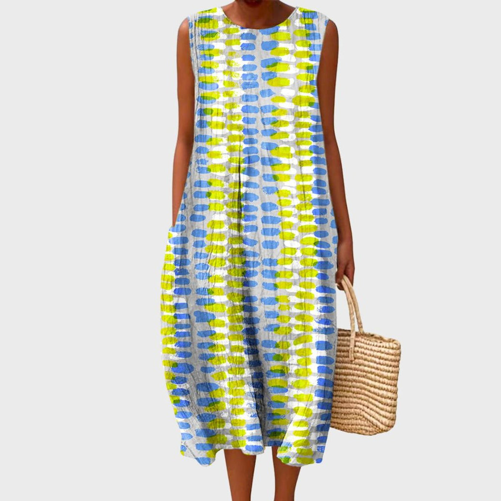 Women's Sleeveless Tiered Plaid Cotton Midi Dress - Multicolor 2