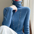 Women's Slim-Fit Turtleneck Ribbed-Cuff Knit Sweater - Fog Blue