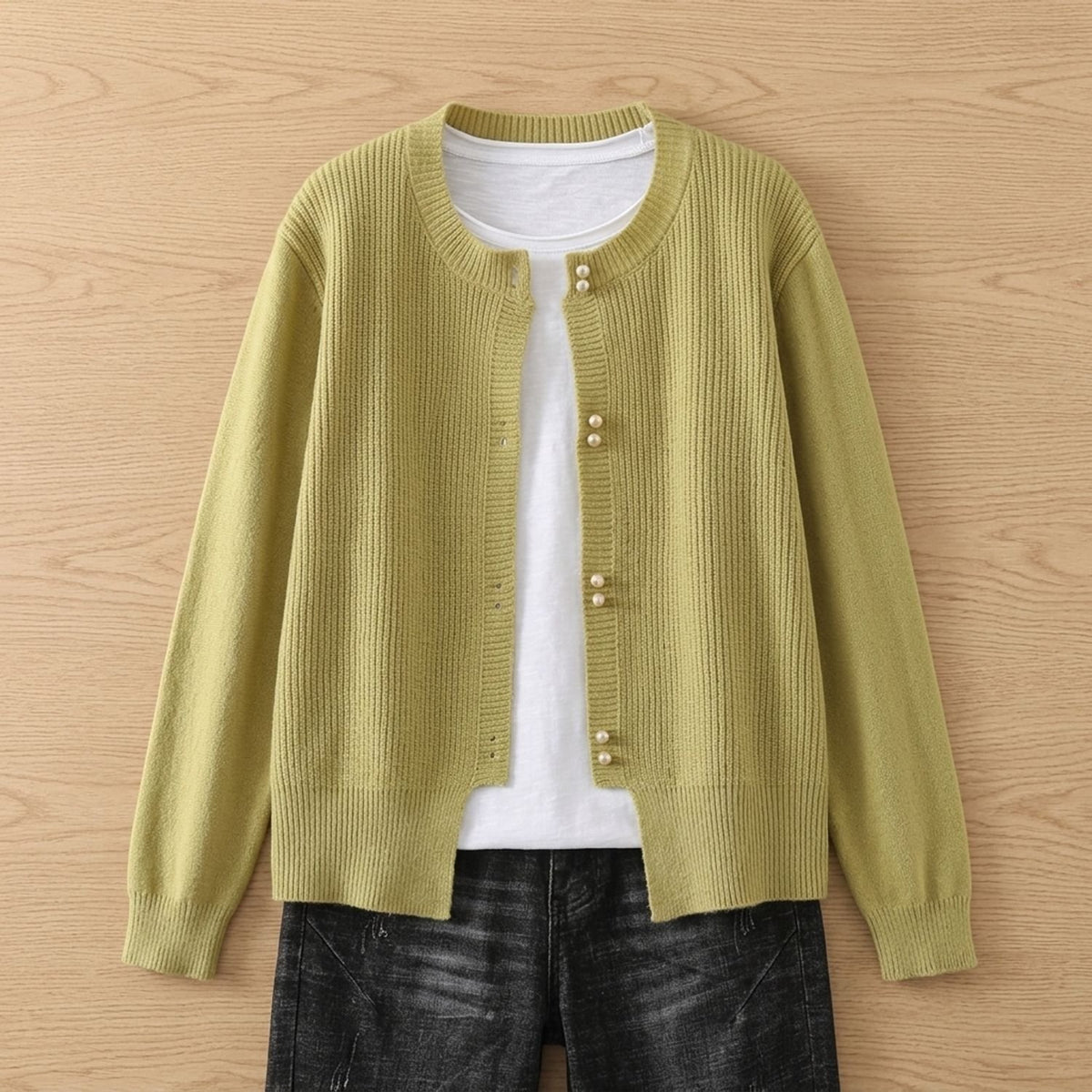 Women's Soft Knit Cardigan V-Neck Button-Front Sweater - Yellow