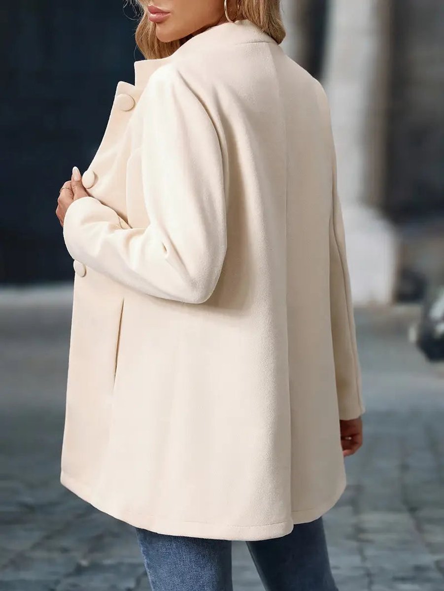 Women's Stand-Collar Button-Front Longline Coat