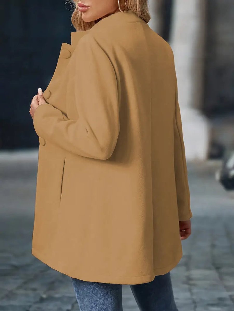 Women's Stand-Collar Button-Front Longline Coat