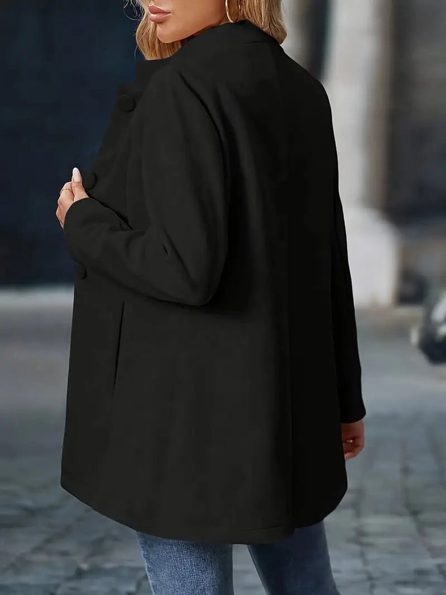 Women's Stand-Collar Button-Front Longline Coat