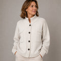 Women's Stand Collar Button-Up Knit Cardigan - Cream