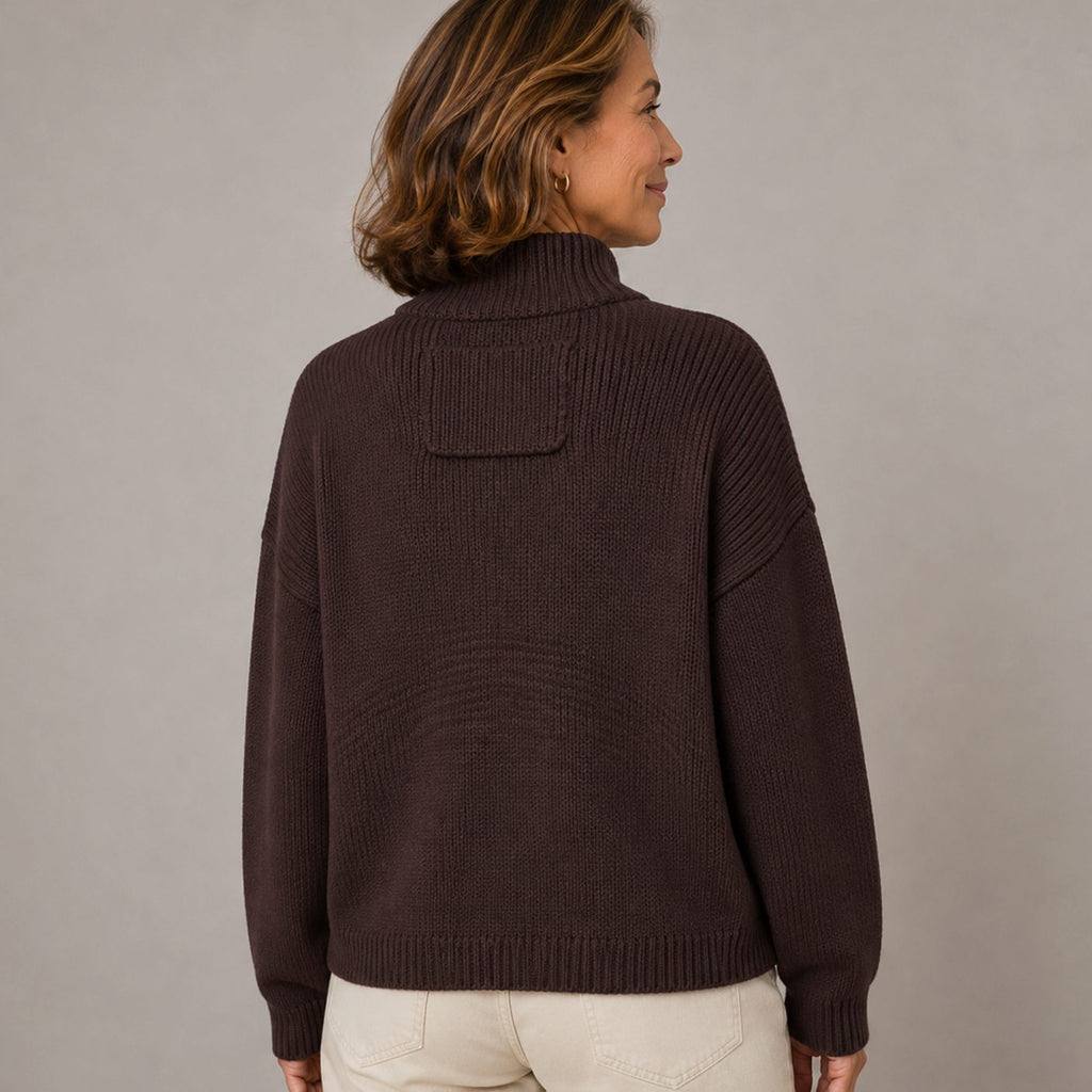 Women's Stand Collar Button-Up Knit Cardigan