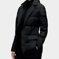 Women's Structured Puffer Blazer-Style Winter Jacket - Black
