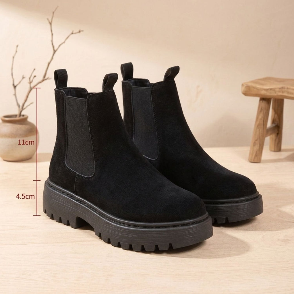 Women's Suede-Effect Platform Chelsea Slip-On Ankle Boots
