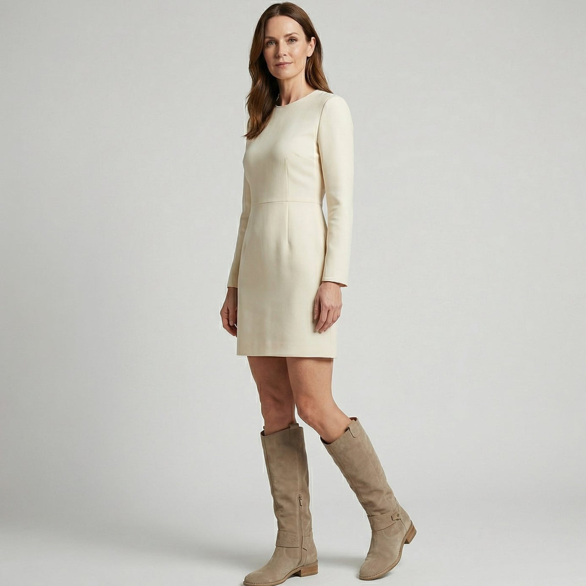 Women's Suede-Look Slouch Knee High Boots Low Heel