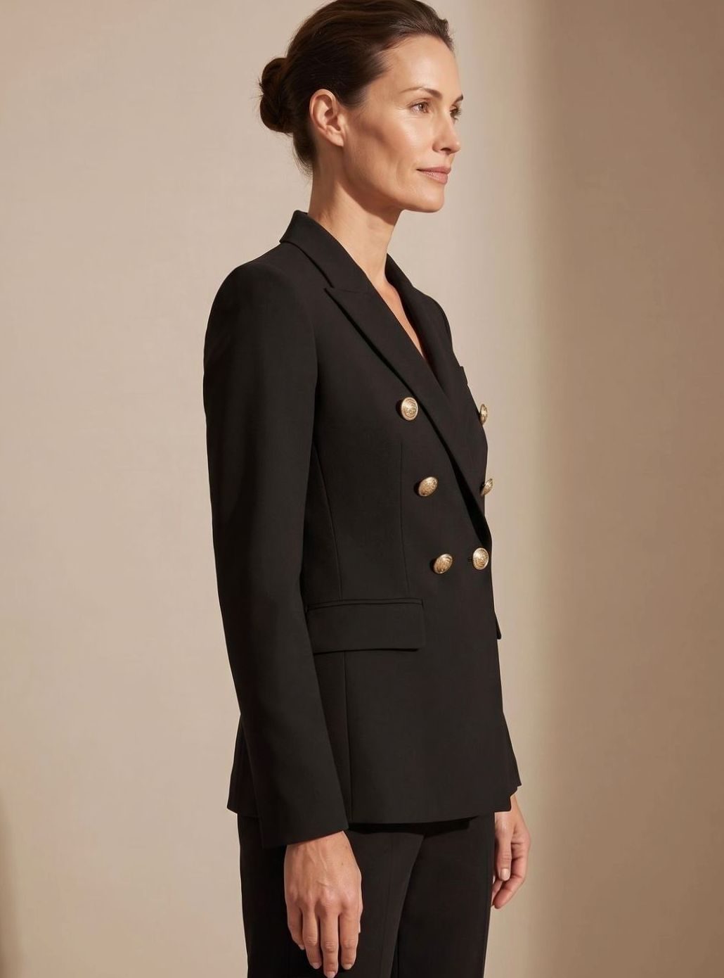 Women's Tailored Double-Breasted Gold-Button Blazer