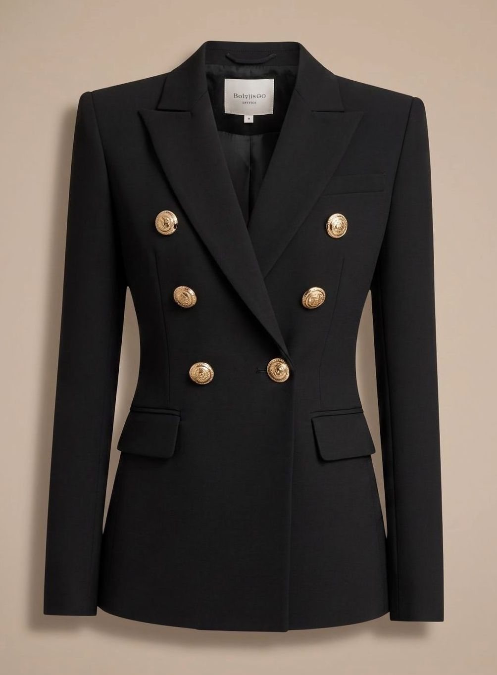 Women's Tailored Double-Breasted Gold-Button Blazer