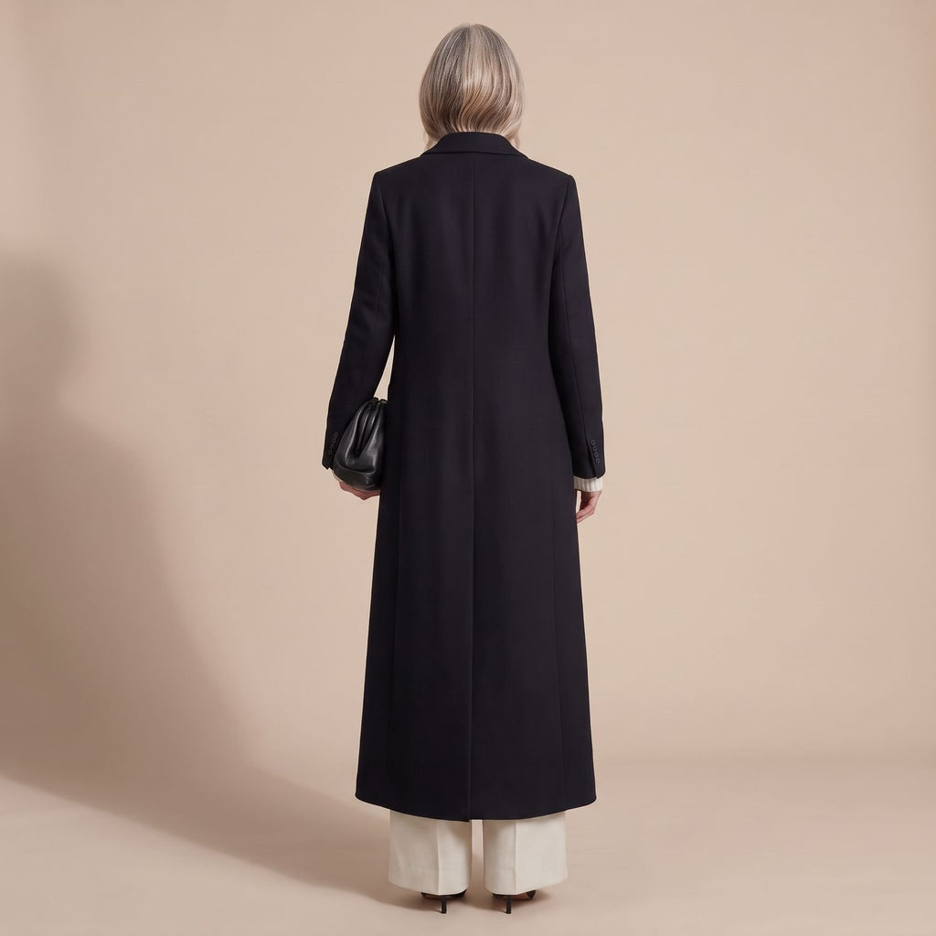 Women's Tailored Long Wool Overcoat Double-Breasted Maxi