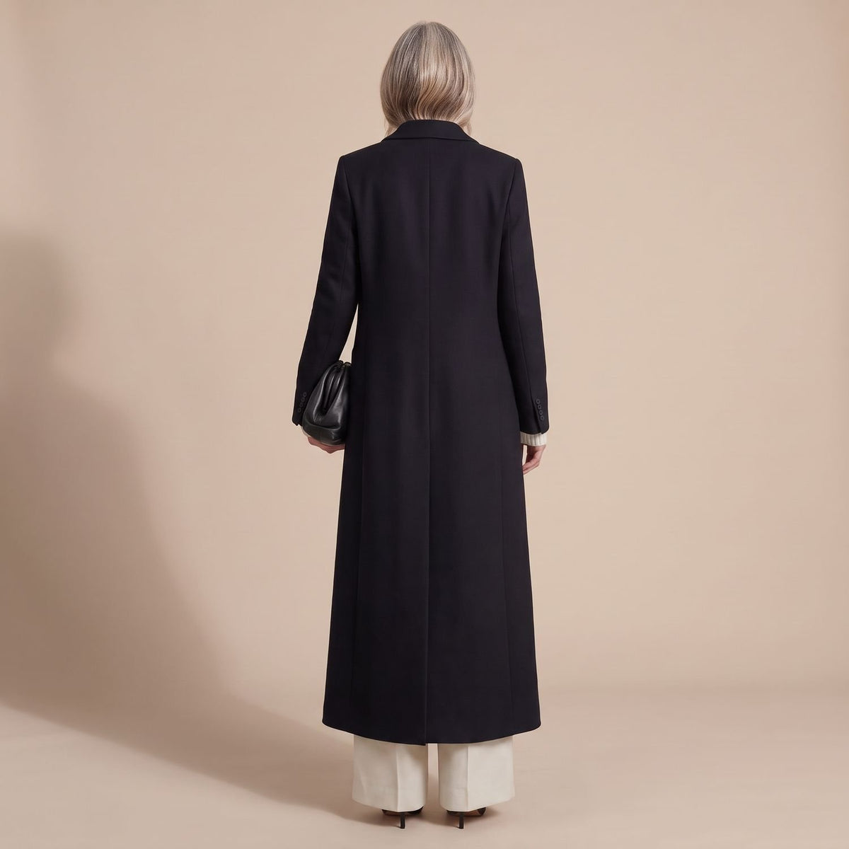 Women's Tailored Long Wool Overcoat Double-Breasted Maxi