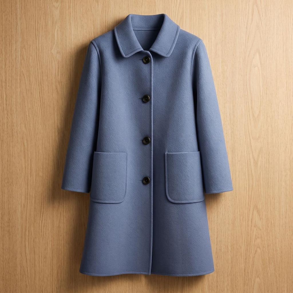 Women's Tailored Longline Wool Coat Single-Breasted Midi