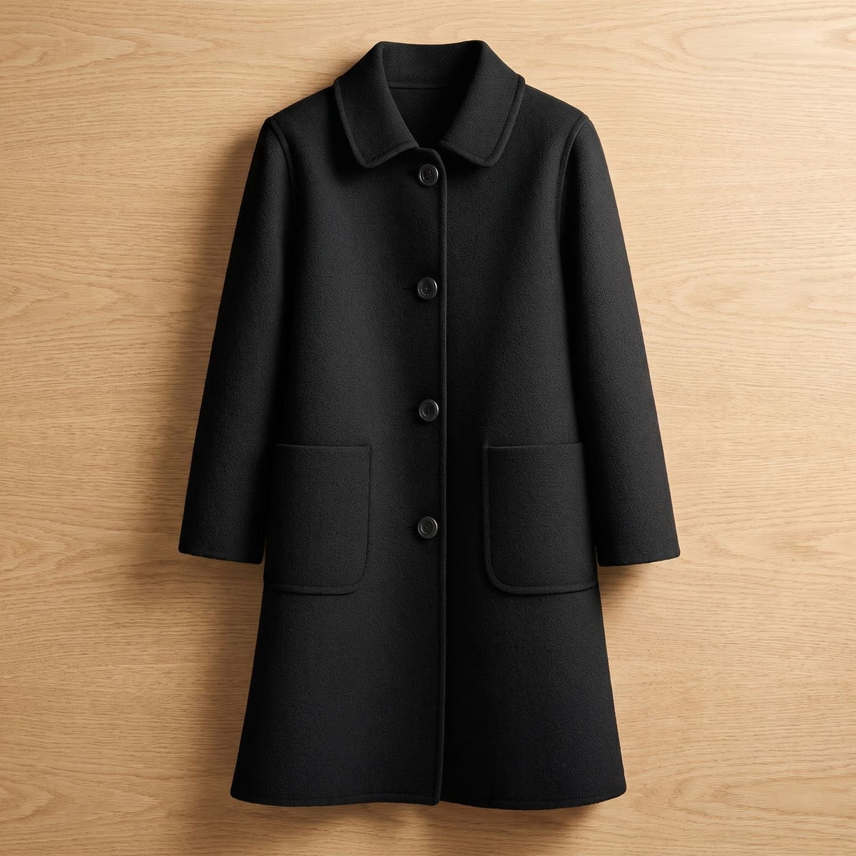 Women's Tailored Longline Wool Coat Single-Breasted Midi
