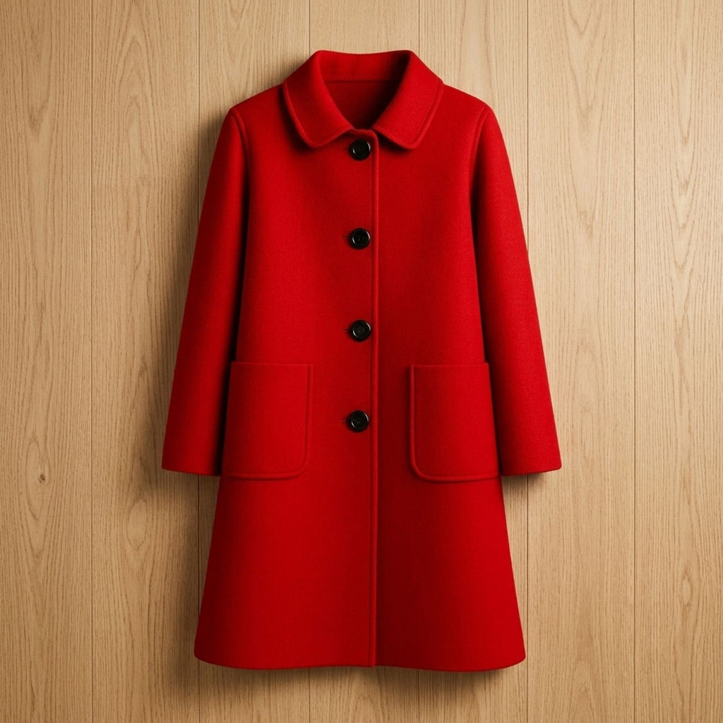 Women's Tailored Longline Wool Coat Single-Breasted Midi