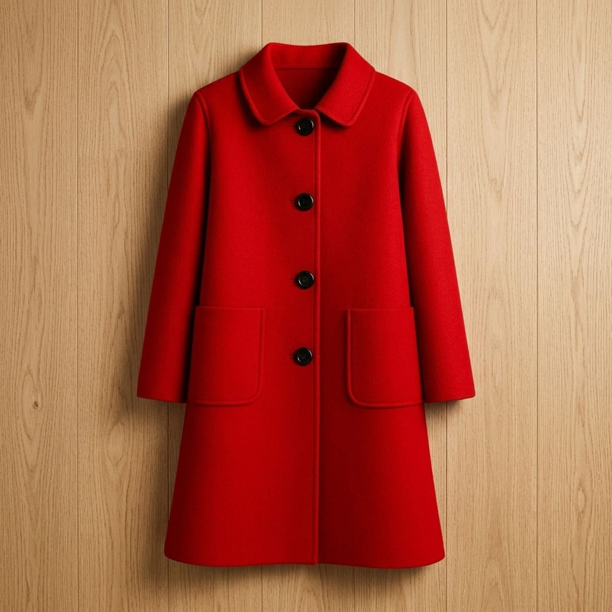 Women's Tailored Longline Wool Coat Single-Breasted Midi