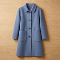 Women's Tailored Longline Wool Coat Single-Breasted Midi - Blue