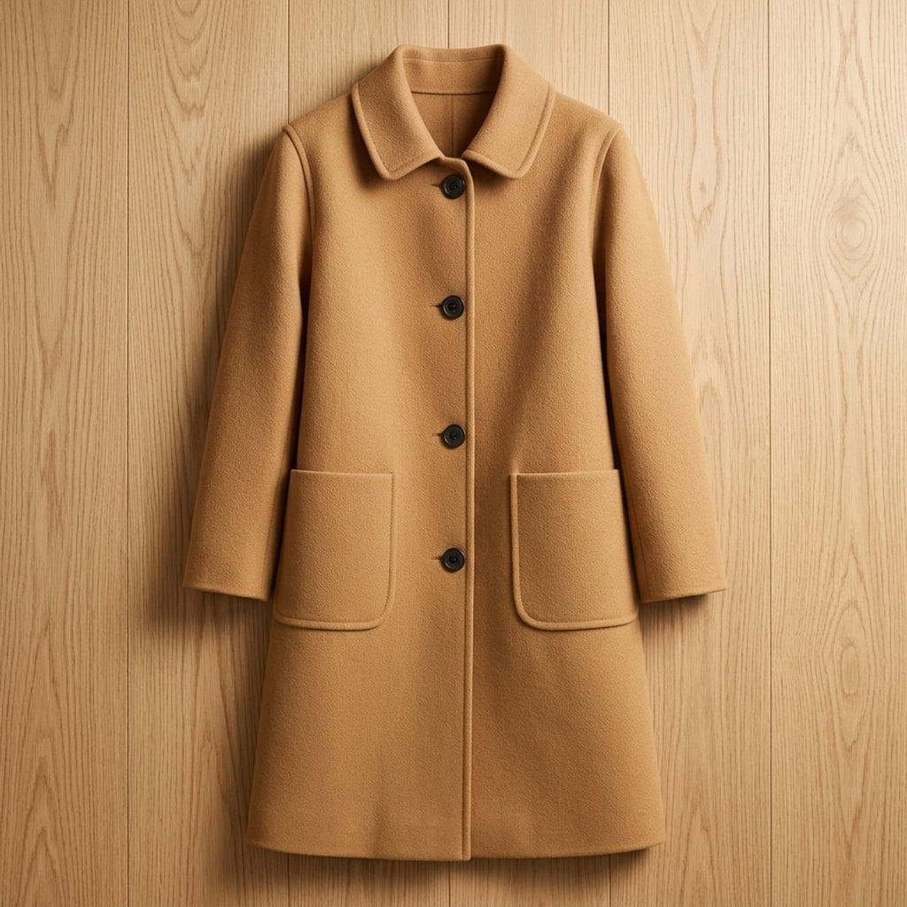 Women's Tailored Longline Wool Coat Single-Breasted Midi