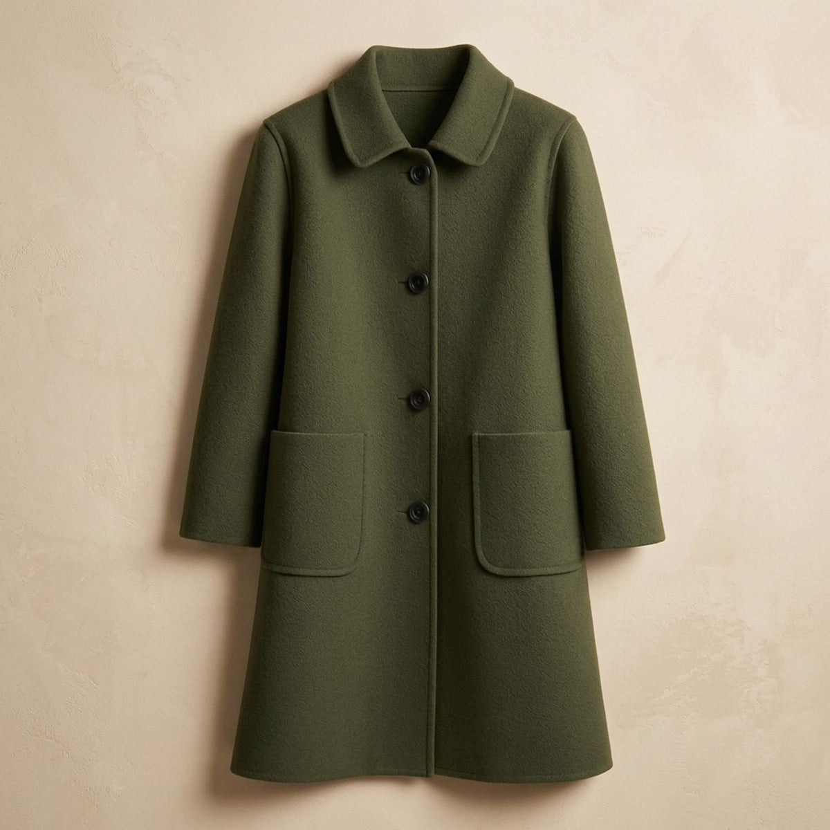 Women's Tailored Longline Wool Coat Single-Breasted Midi