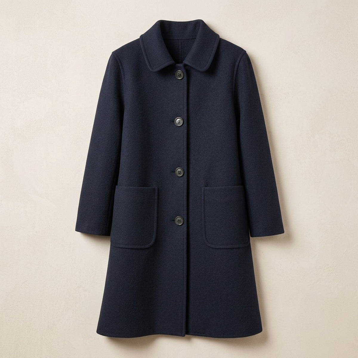 Women's Tailored Longline Wool Coat Single-Breasted Midi