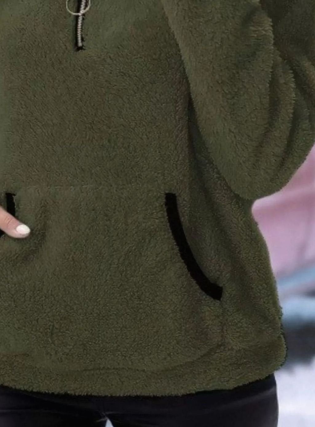 Women's Teddy Fleece Half-Zip Kangaroo Pocket Pullover Sweater, Camel Brown