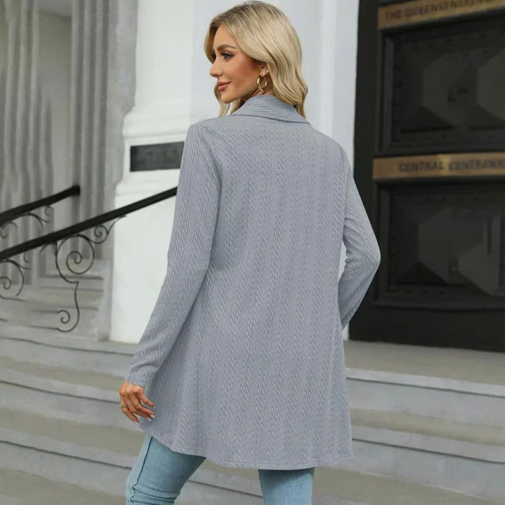 Women's Textured Open-Front Long-Sleeve Cardigan