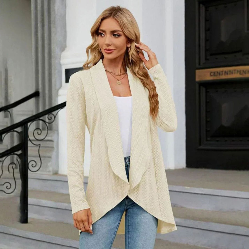 Women's Textured Open-Front Long-Sleeve Cardigan