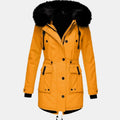 Women's Thick Faux Fur Hood Insulated Winter Parka Coat - Gold