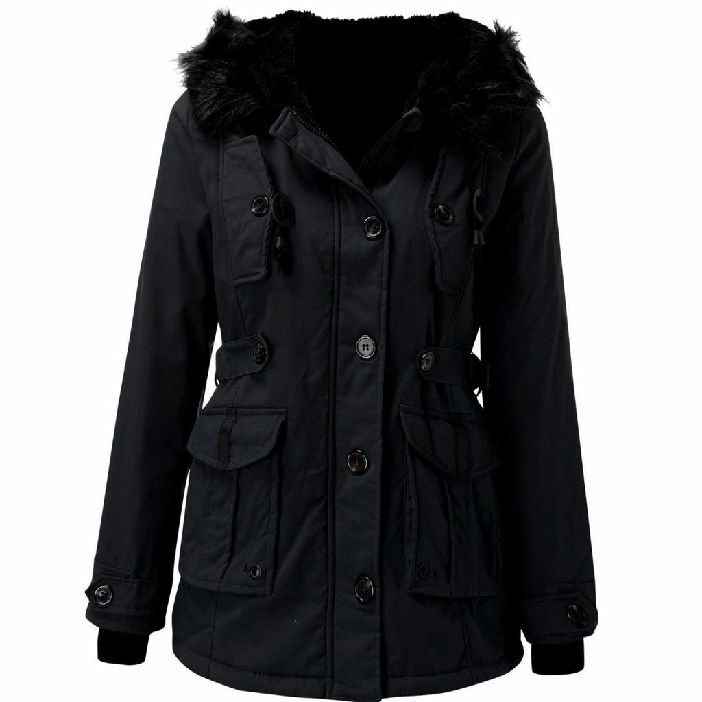 Women's Thick Faux Fur Hood Insulated Winter Parka Coat
