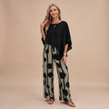 Women's Two Piece Set Batwing Top Wide-Leg Printed Pants