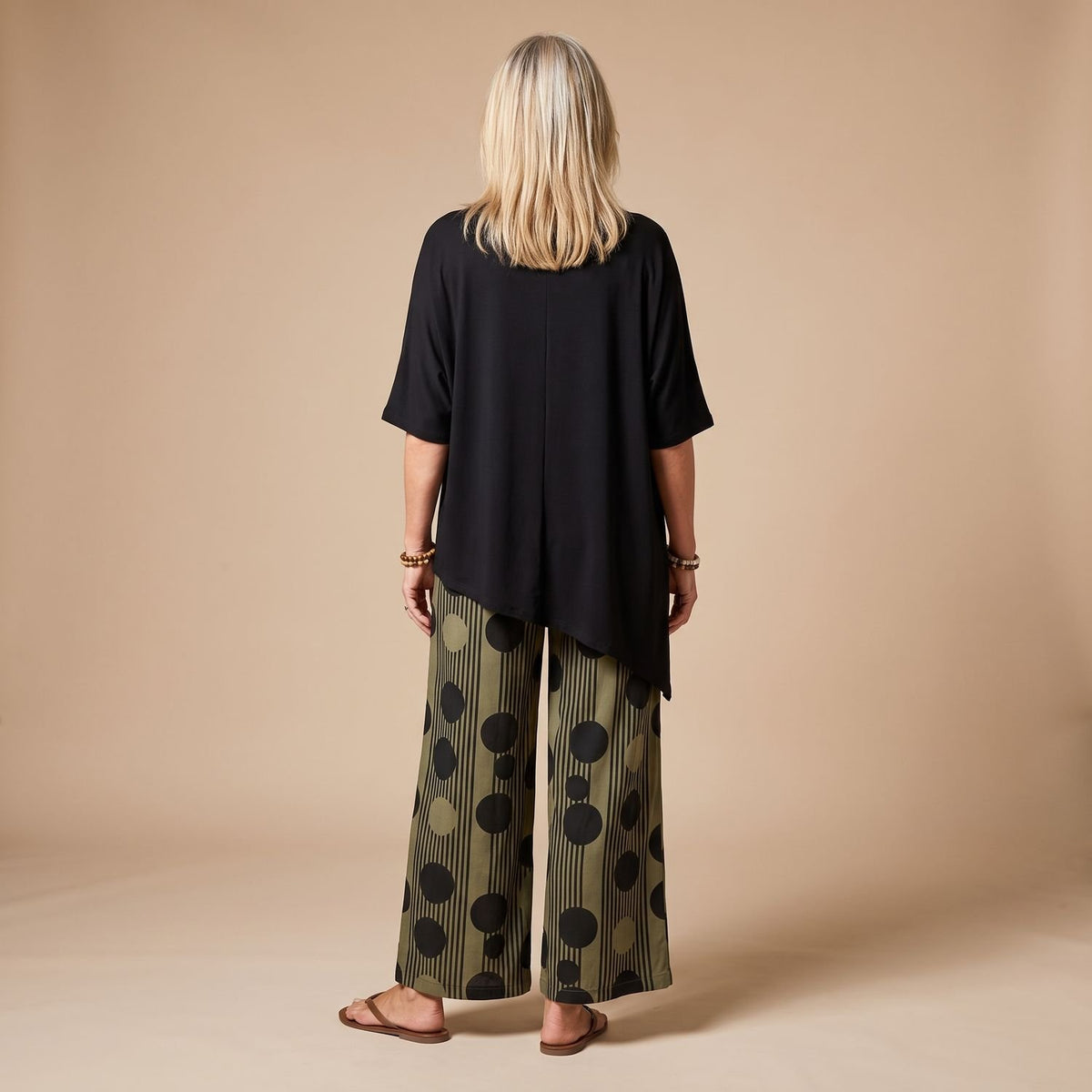 Women's Two Piece Set Batwing Top Wide-Leg Printed Pants