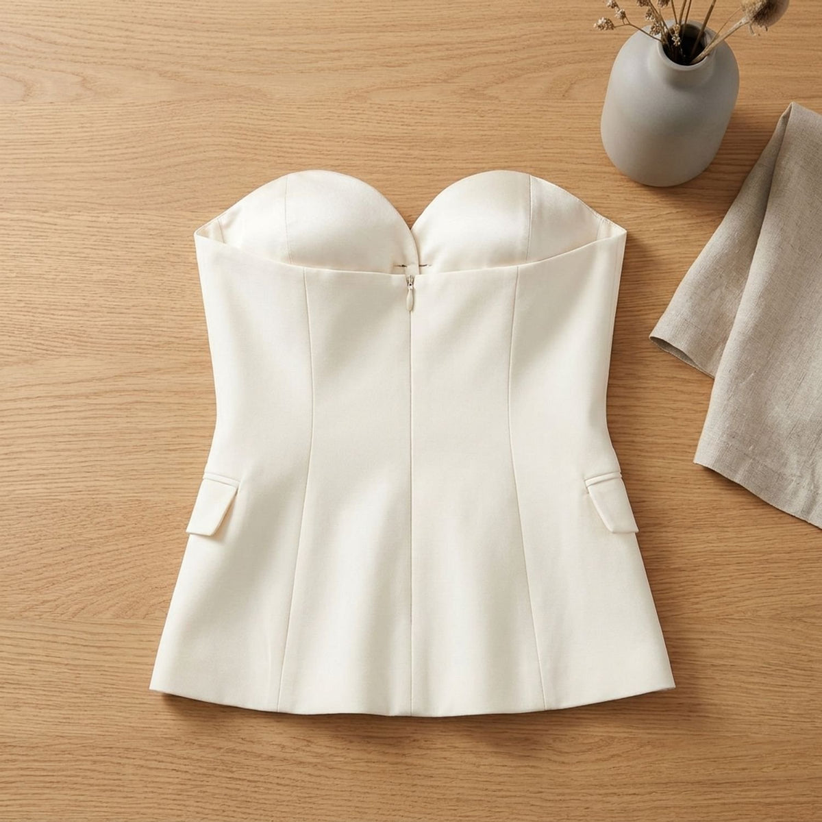 Women's Two Piece Set Sweetheart Strapless Bustier Top Wide-Leg Pants