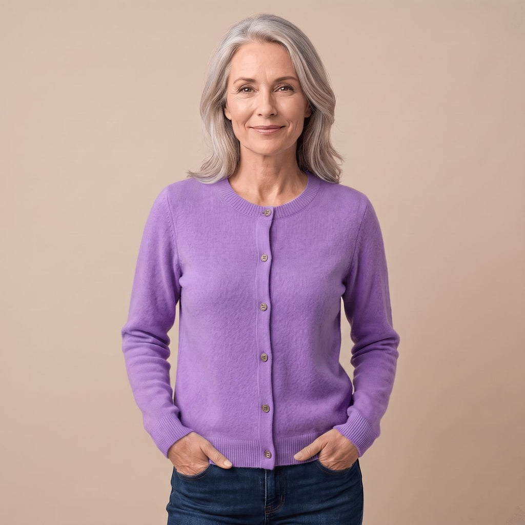 Women's V-Neck Button-Front Knit Cardigan Sweater, Purple