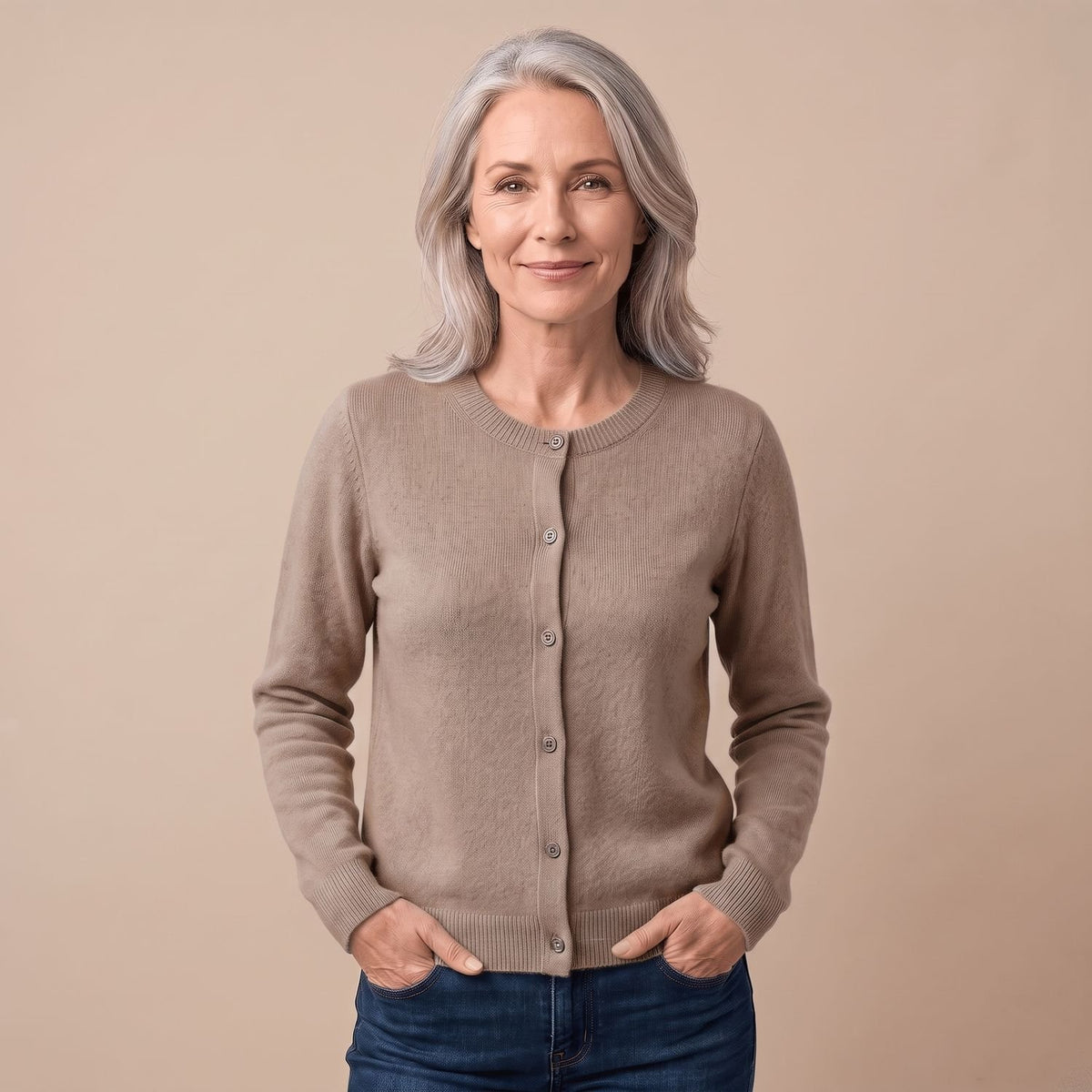 Women's V-Neck Button-Front Knit Cardigan Sweater, Purple