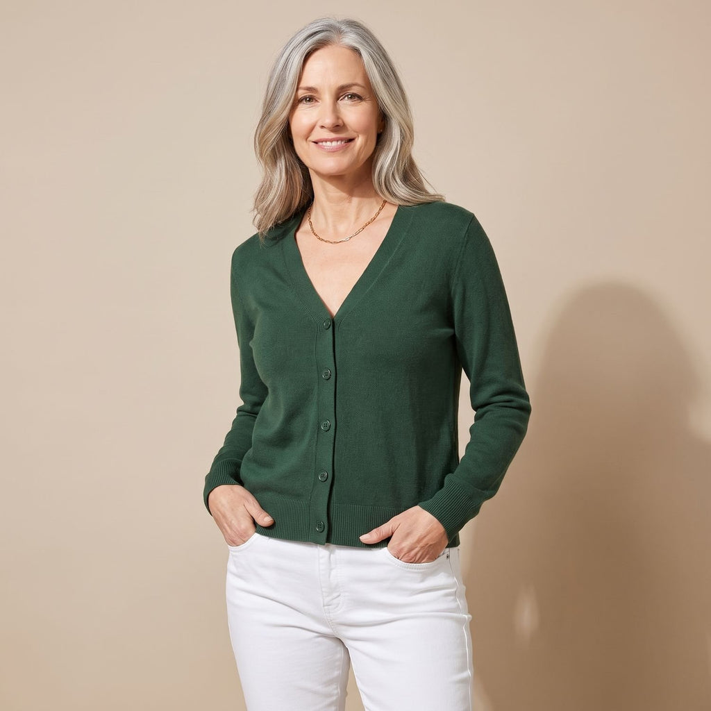 Women's V-Neck Button-Front Knit Cardigan Sweater, Purple