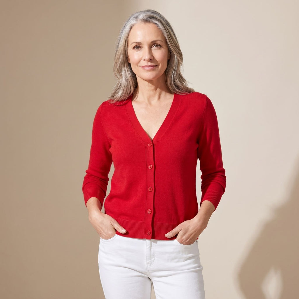 Women's V-Neck Button-Front Knit Cardigan Sweater, Purple