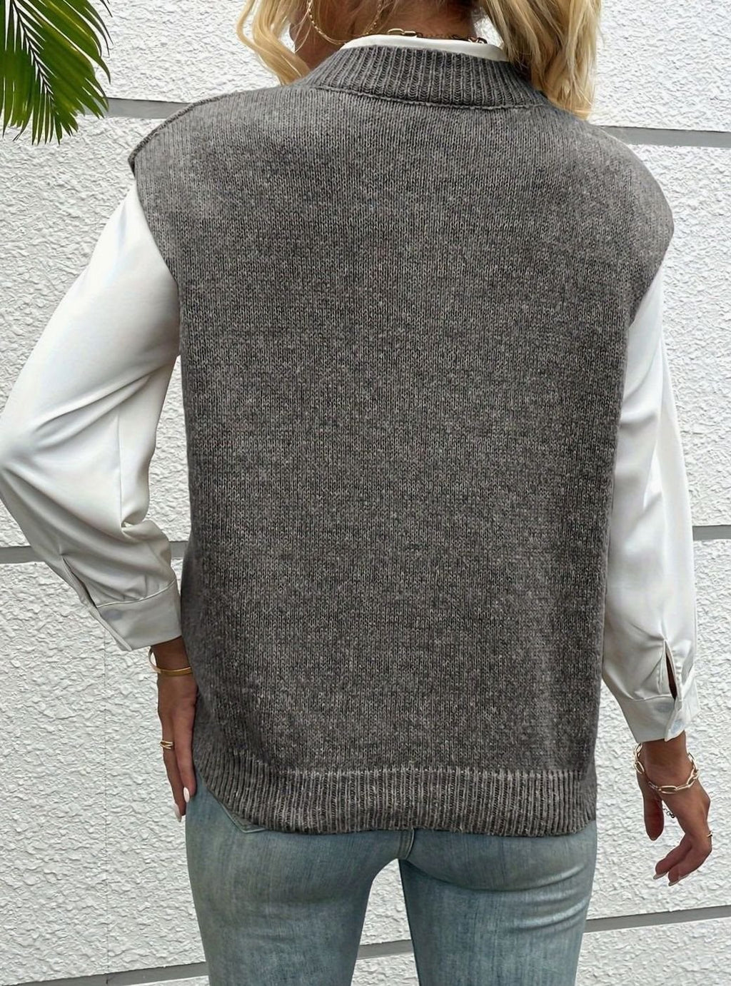 Women's V-Neck Sleeveless Knit Casual Vest