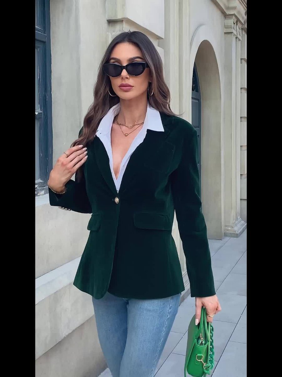 Women's Vest Single-Button Velvet Blazer Jacket