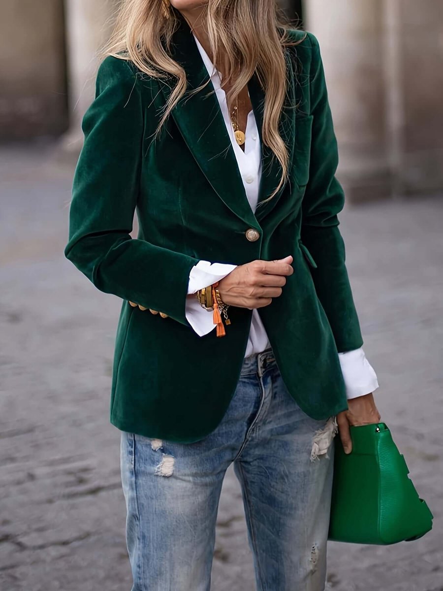 Women's Vest Single-Button Velvet Blazer Jacket