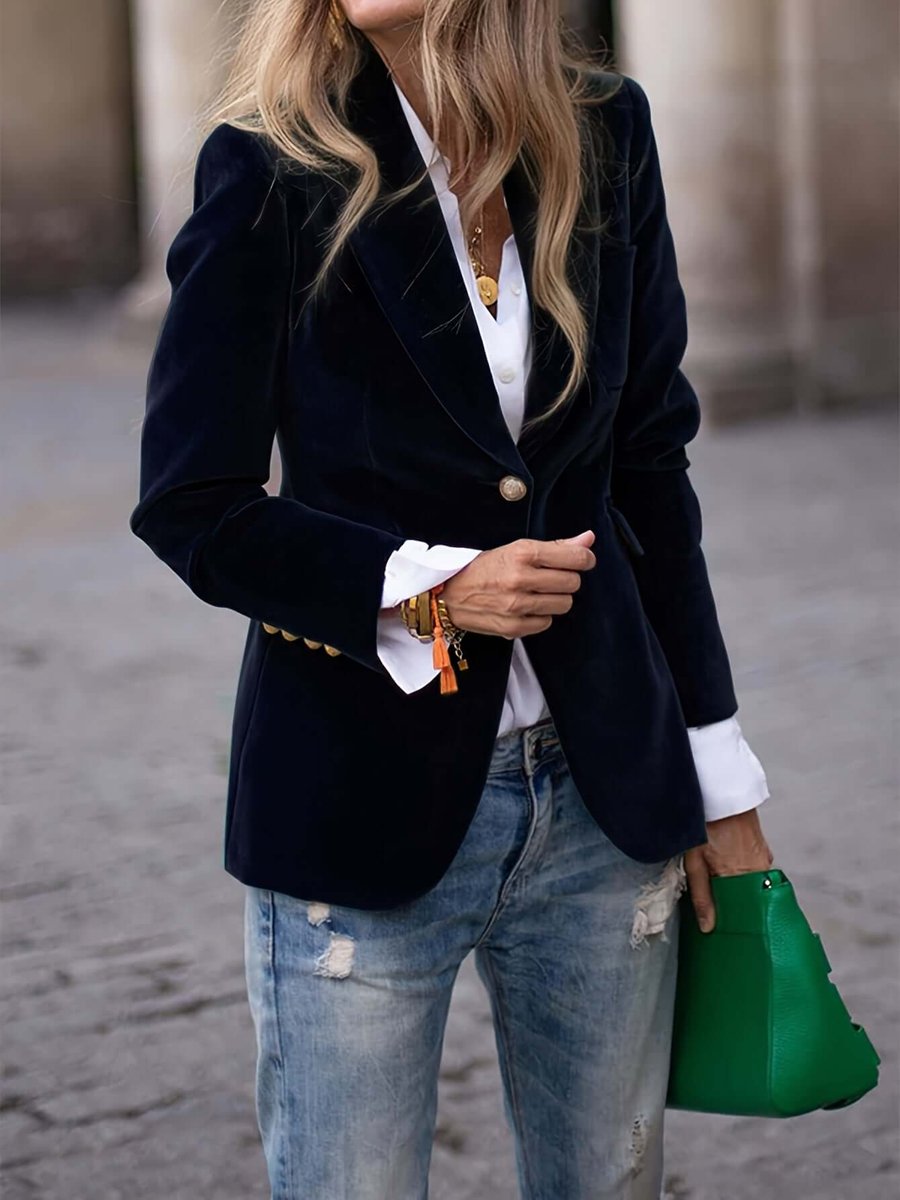 Women's Vest Single-Button Velvet Blazer Jacket