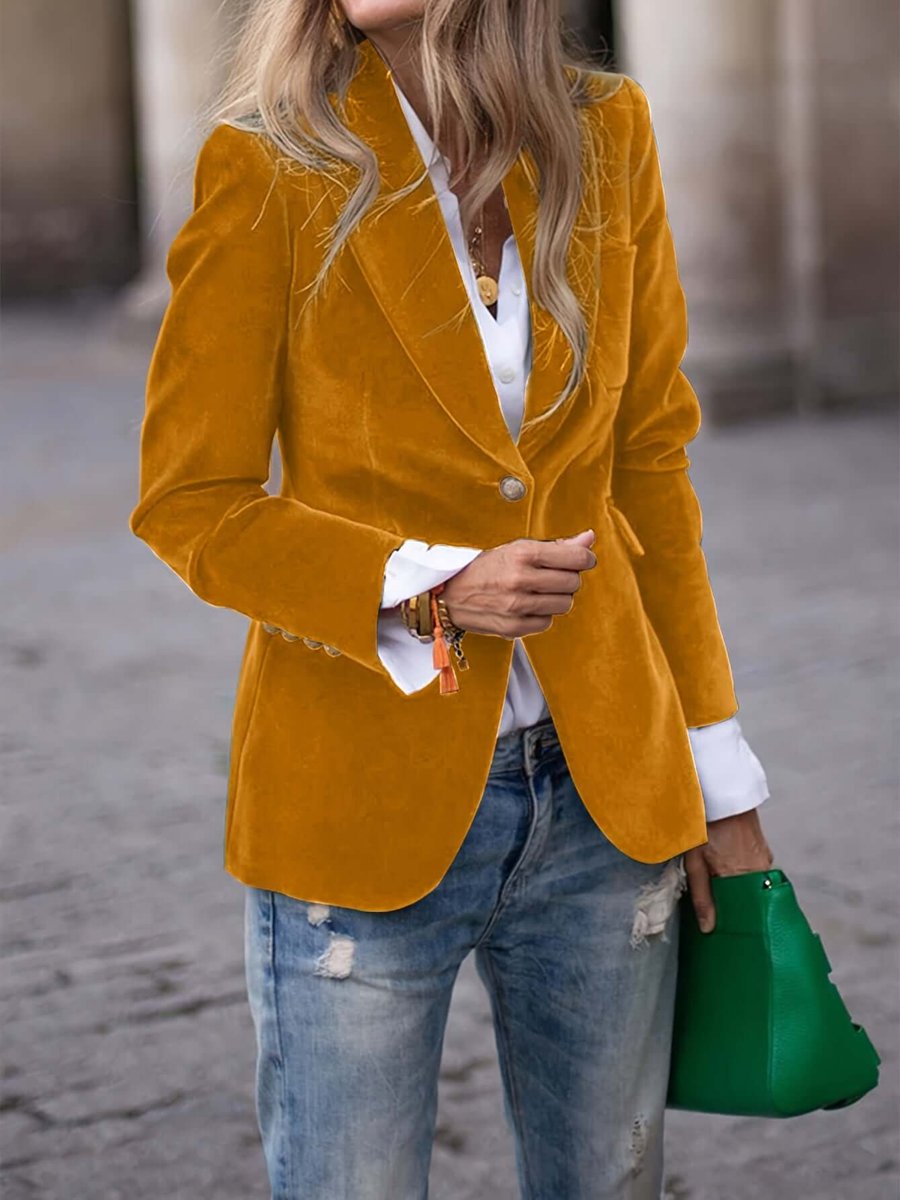 Women's Vest Single-Button Velvet Blazer Jacket