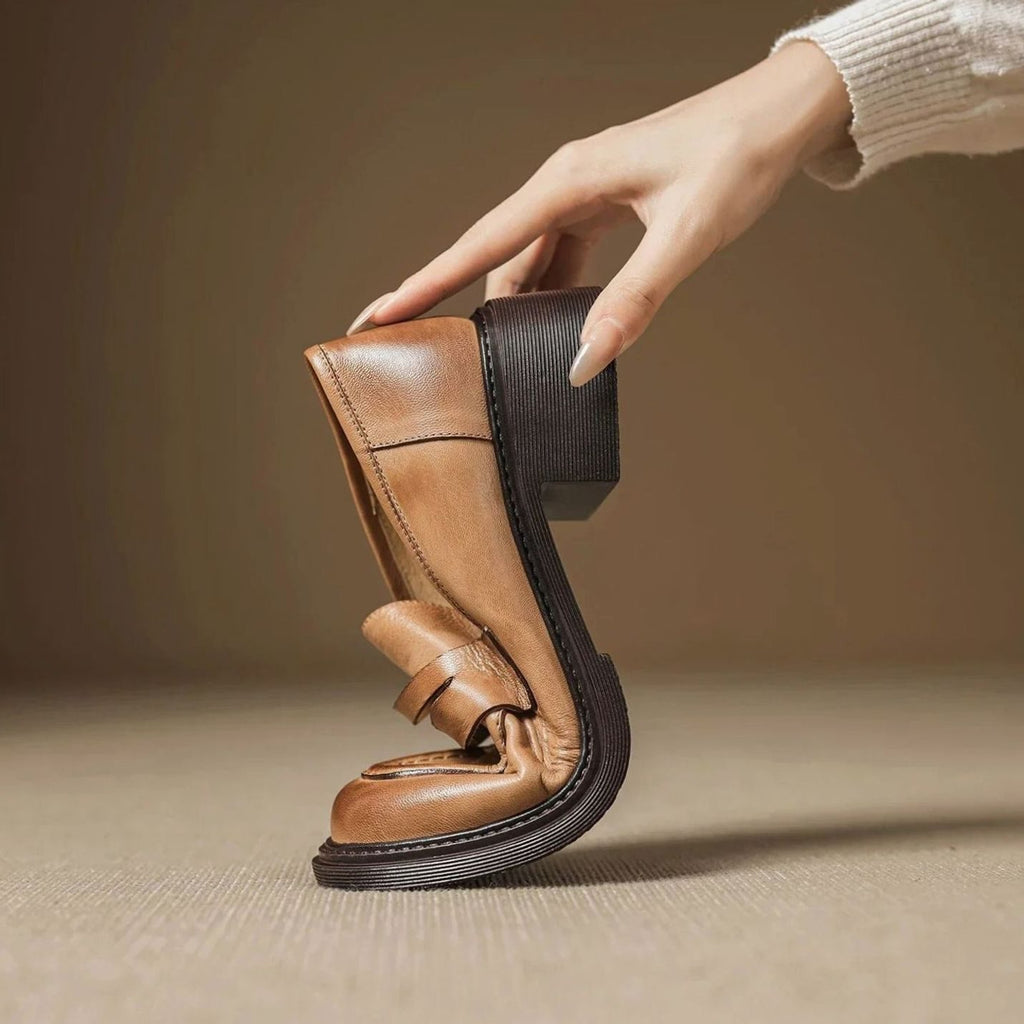 Women's Vintage Slip-On Penny Loafers Leather Flat Shoes