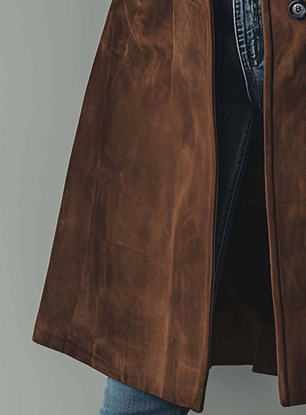 Women's Vintage-Style Double-Breasted Suede Trench Coat