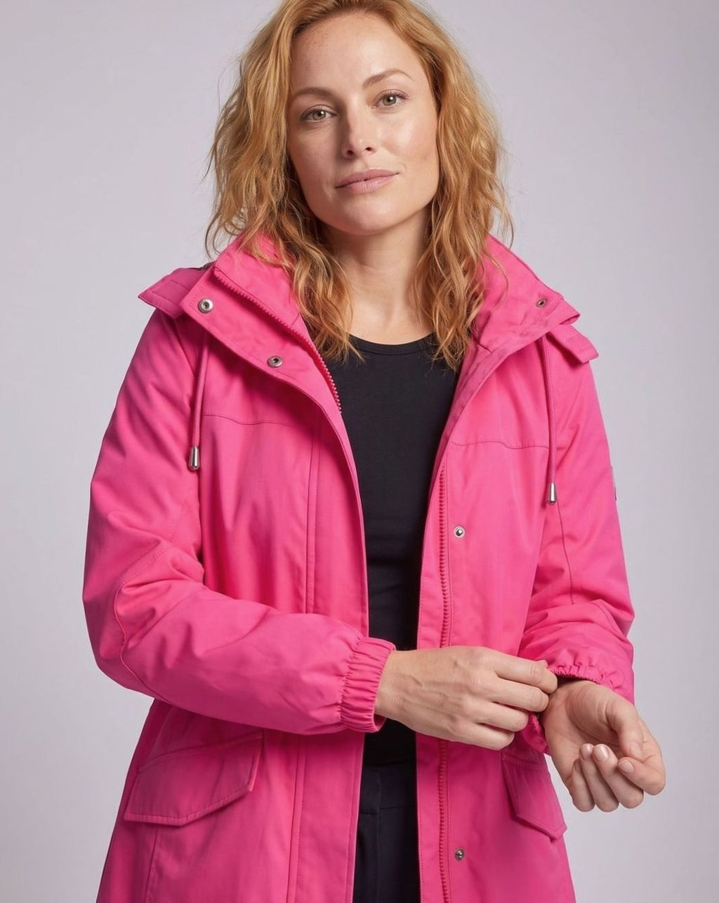 Women's Water-Resistant Hooded Parka Drawstring Waist Flap Pockets