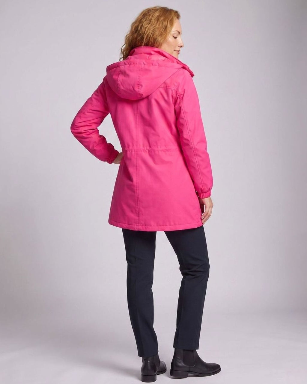 Women's Water-Resistant Hooded Parka Drawstring Waist Flap Pockets