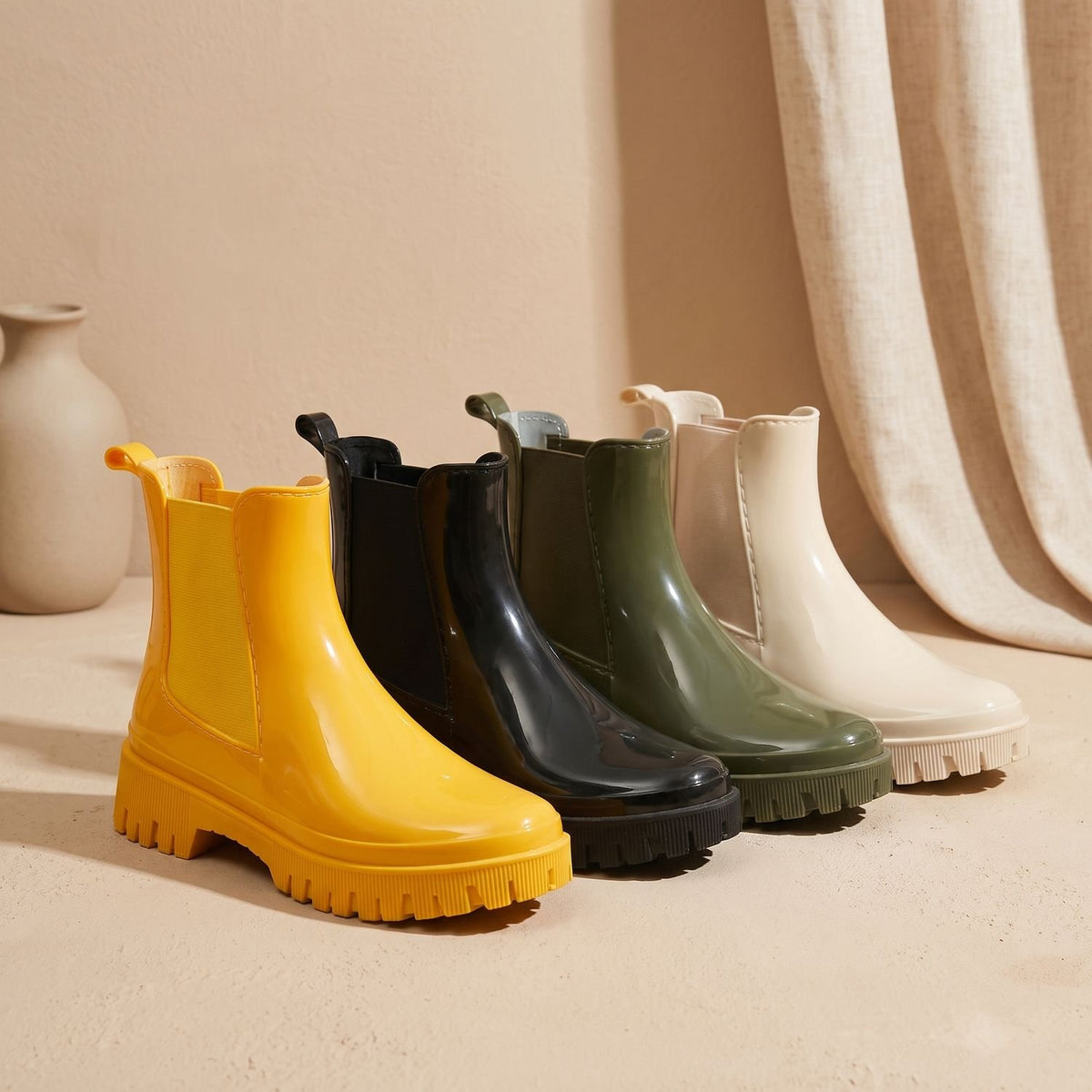 Women's Waterproof Chunky Chelsea Rain Boots